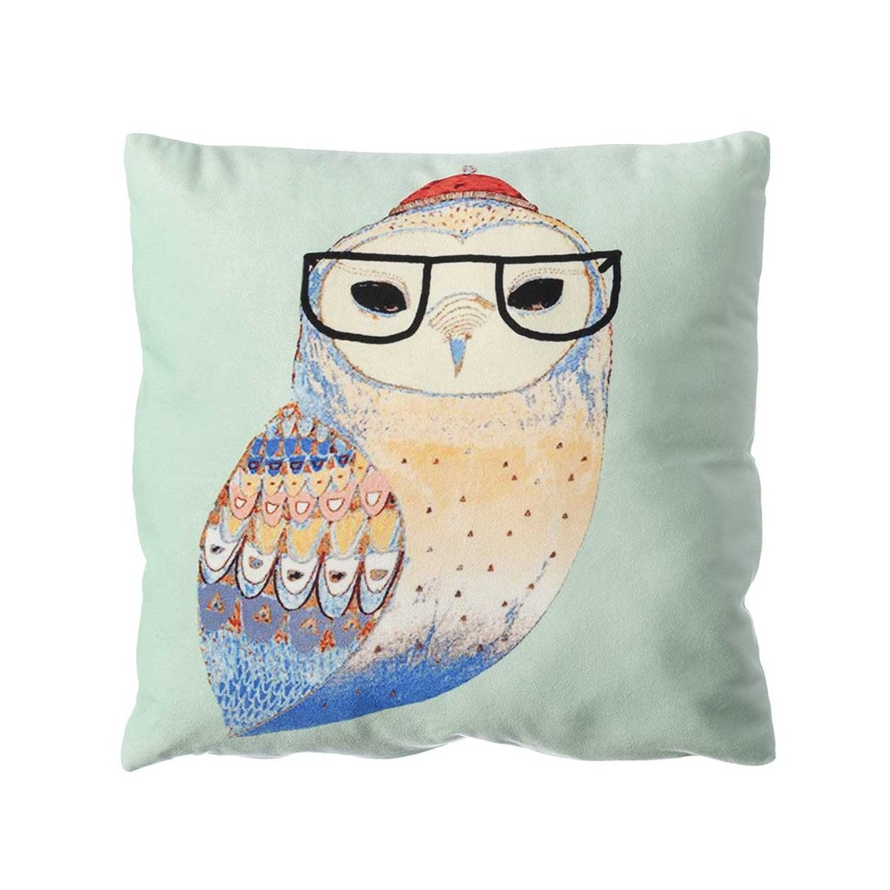 Cojín cuadrado terciopelo buho (34x34)