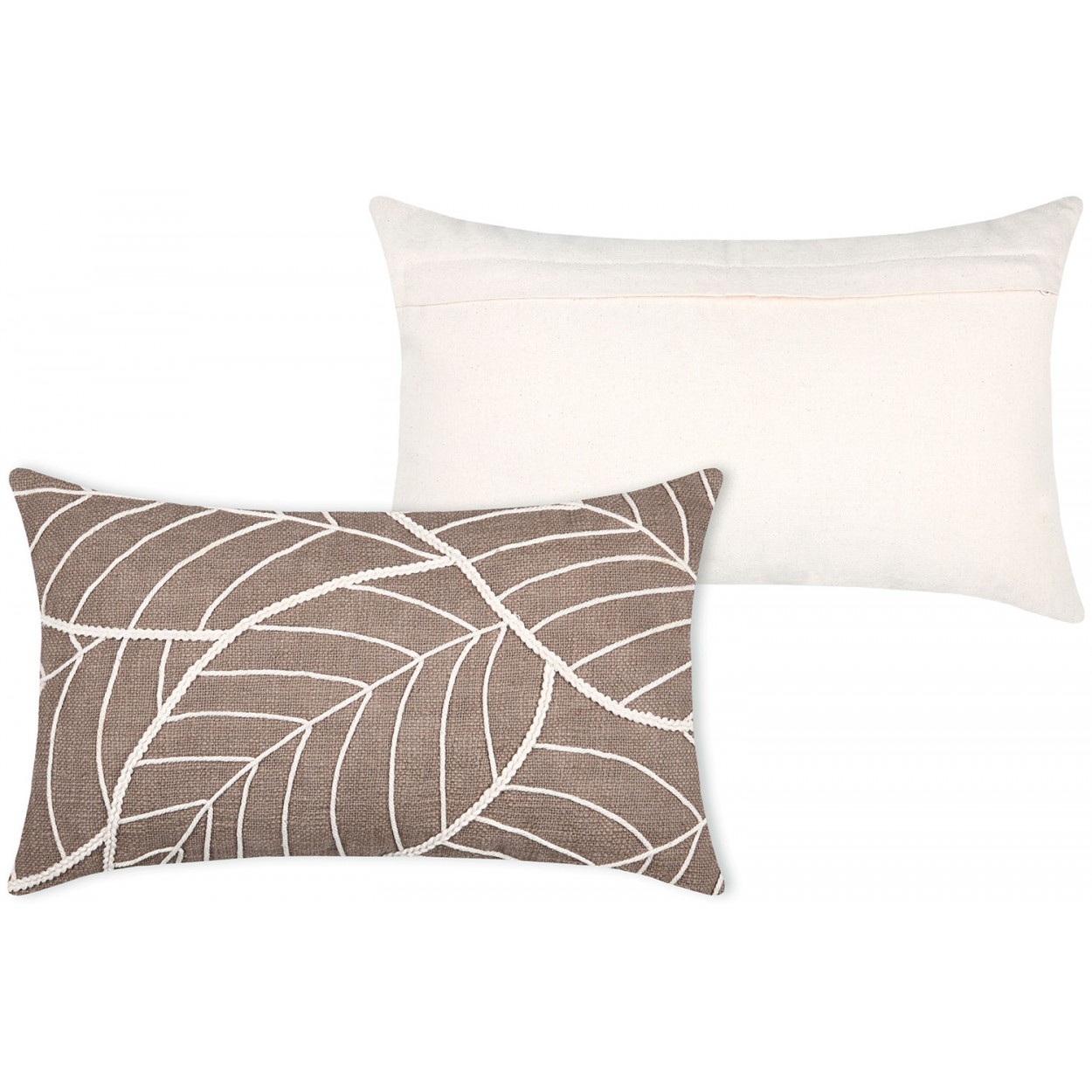 COJÍN DECORATIVO RECTANGULAR LEAVES BEIGE 30X50CM