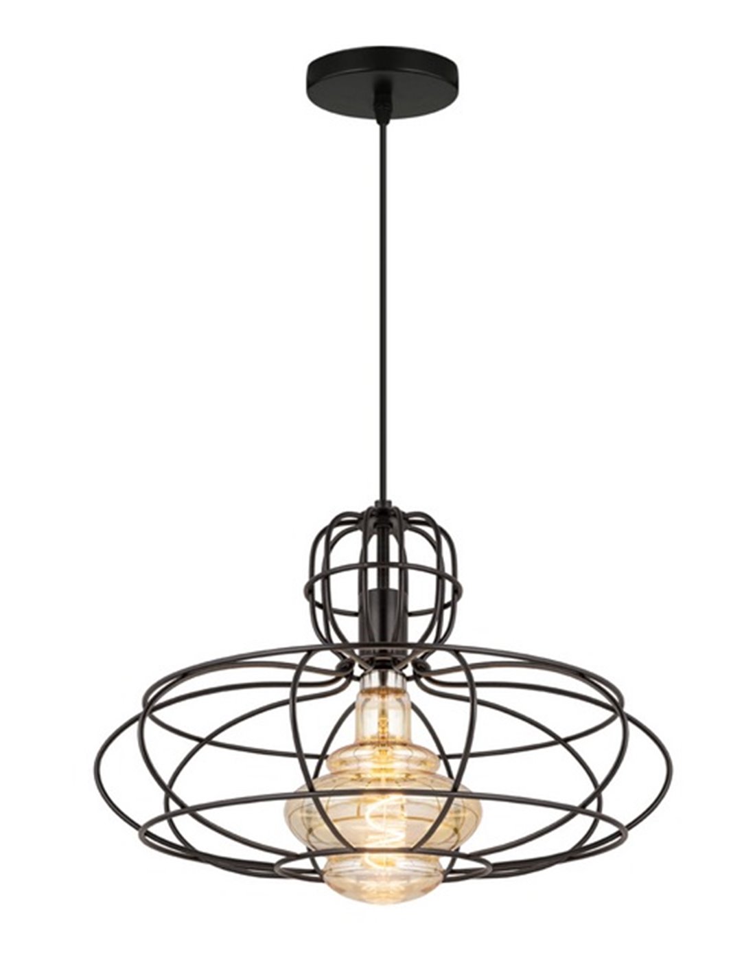 Colgante de techo Matera - AJP - Lámpara tipo jaula negra regulable altura