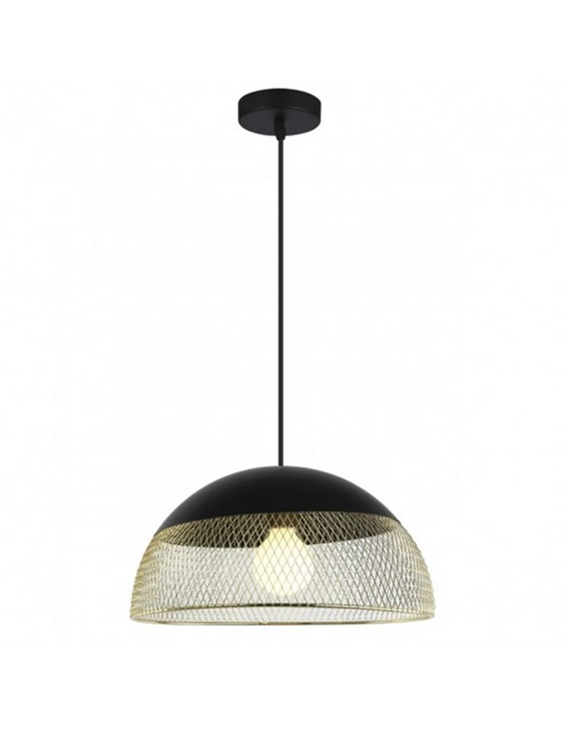 Colgante de techo Krista - AJP - Lámpara moderna con pantalla semivovalada en negro y dorado