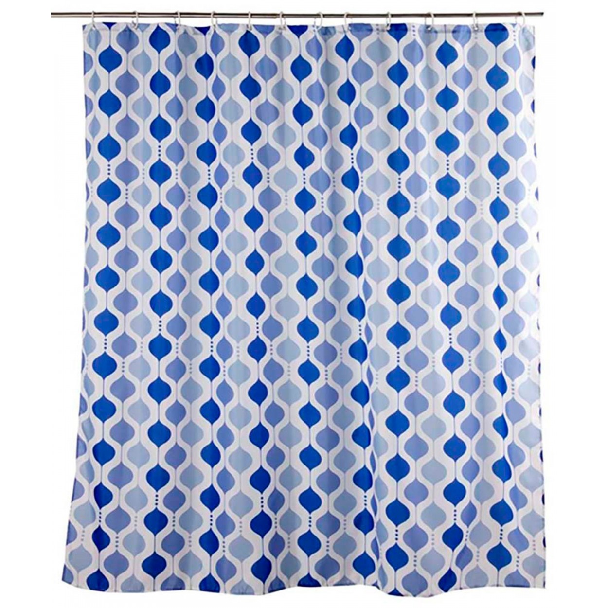 CORTINA BAÑO FORMAS GEOMÉTRICAS AZUL CLARO Y OSCURO 180X200CM