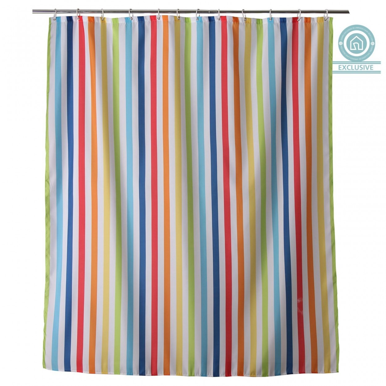 CORTINA BAÑO RAYAS COLORES 180X200CM