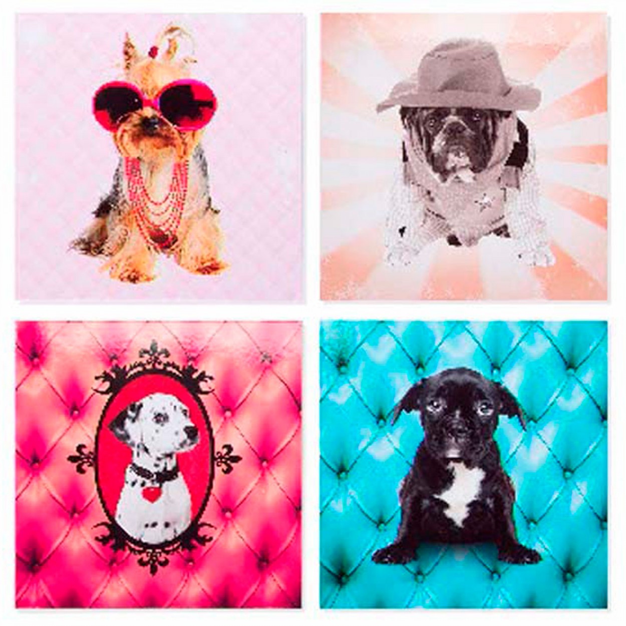 CUADRO DECORATIVO LIENZO PERROS GRACIOSOS 40X40CM