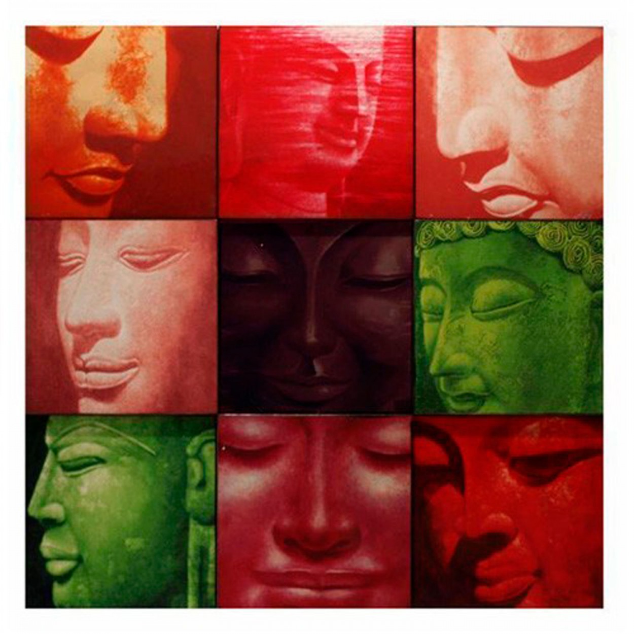 CUADRO LIENZO DE MADERA BUDA REPETIDO 78X78CM