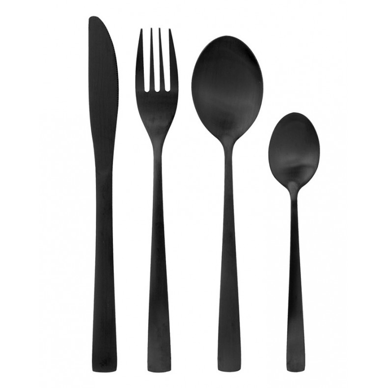 CUBERTERÍA 16 PIEZAS NEGRO MATE