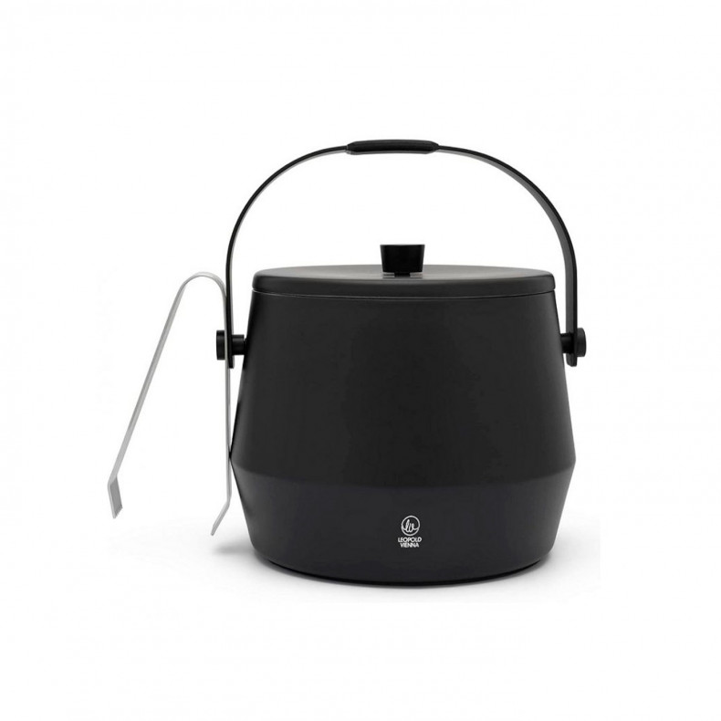 CUBO HIELO CON PINZAS NEGRO MATE