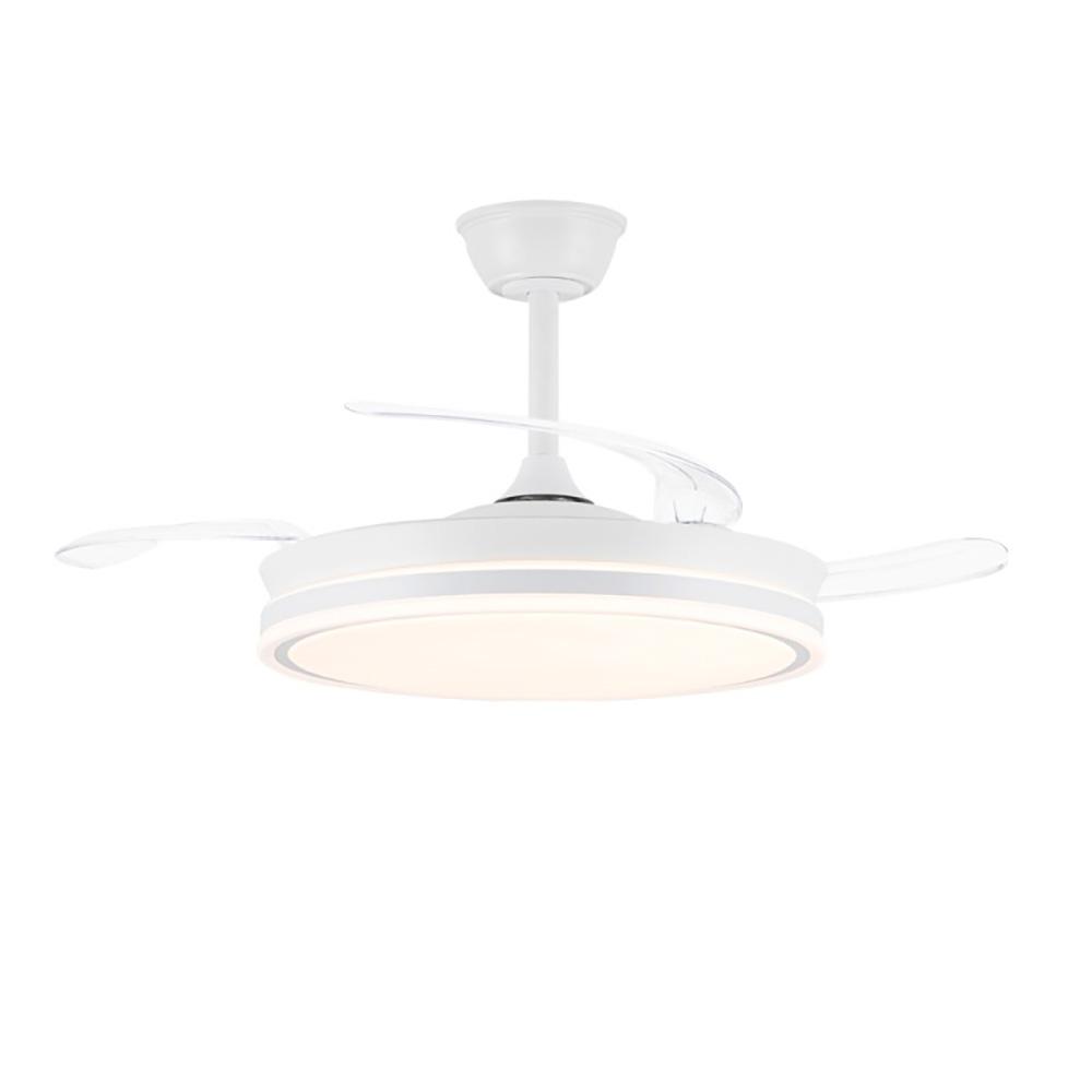Cristalrecord Ventilador Techo LED 3CCT Evo Smart 72W 7920lm Blanco Aspas Retráctiles Ø106cm Plafón Ø48.5cm Altura 32-42cm