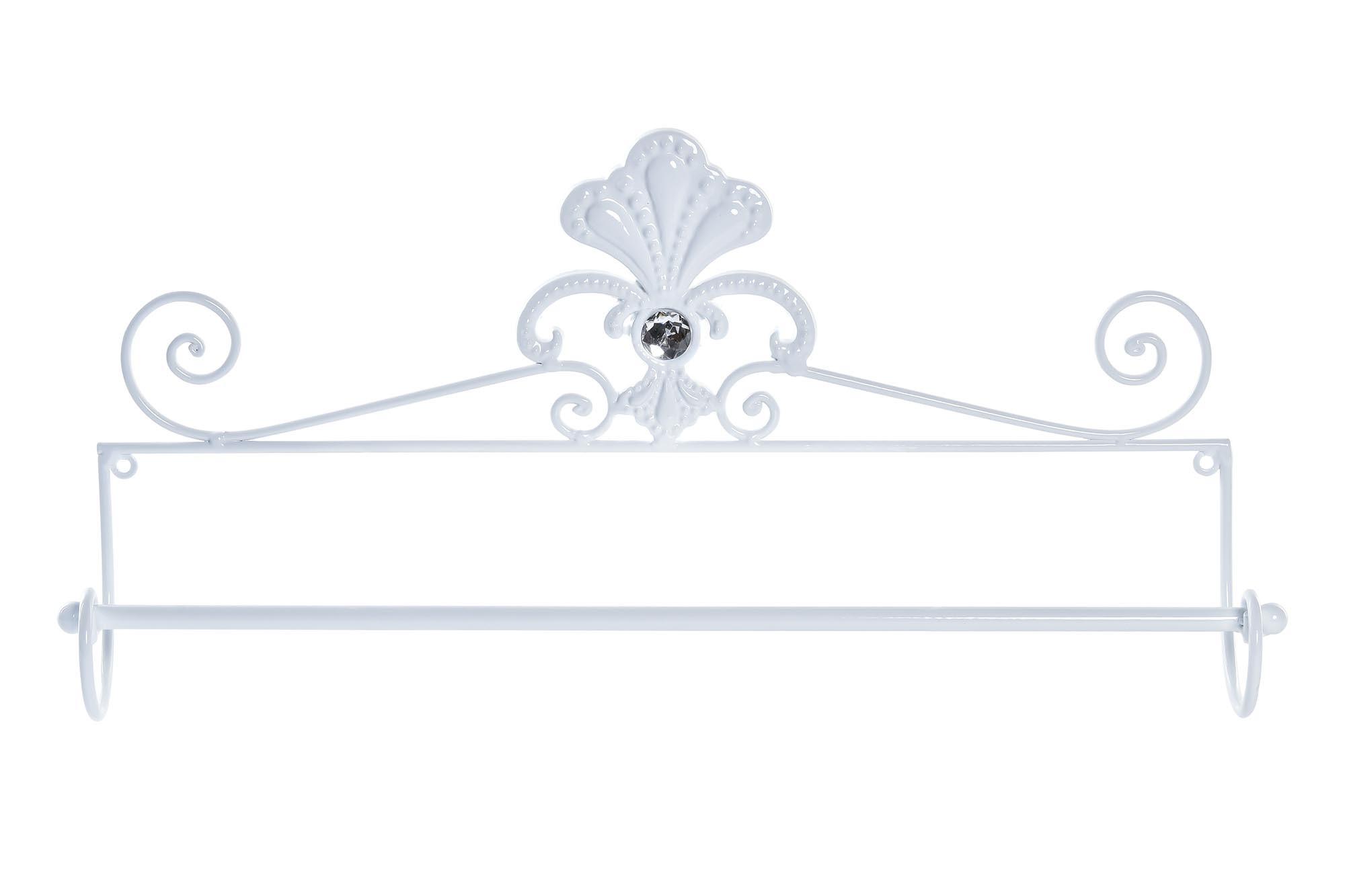 DKD Home Decor Toallero Shabby de Metal Blanco 51 cm Ancho x 25 cm Alto x 9 cm Largo - Pack de 4