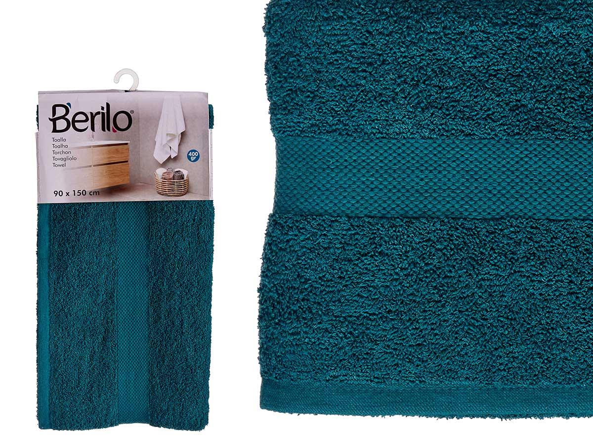 Berilo Toalla Lisa 90x150 cm Azul Petróleo - 80% Algodón, 20% Poliéster (12 Unidades)