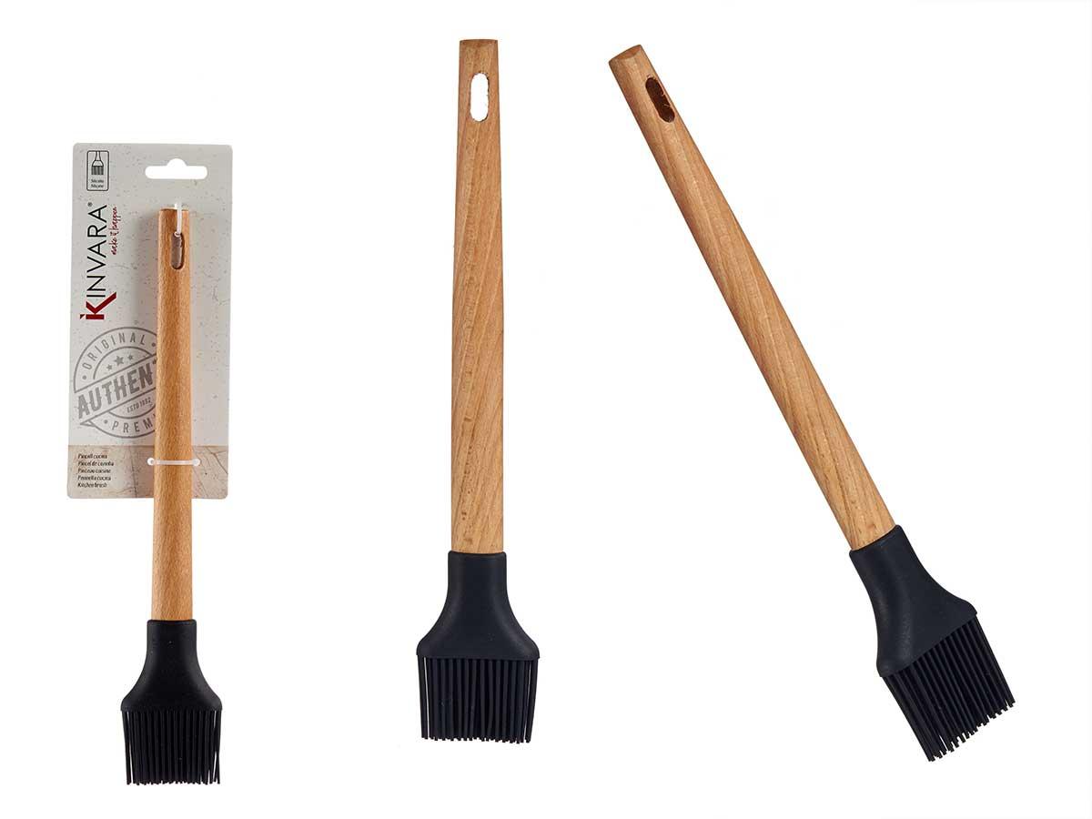 Kinvara Pincel de Cocina de Silicona con Mango de Madera de Haya 28 cm (48 Unidades)