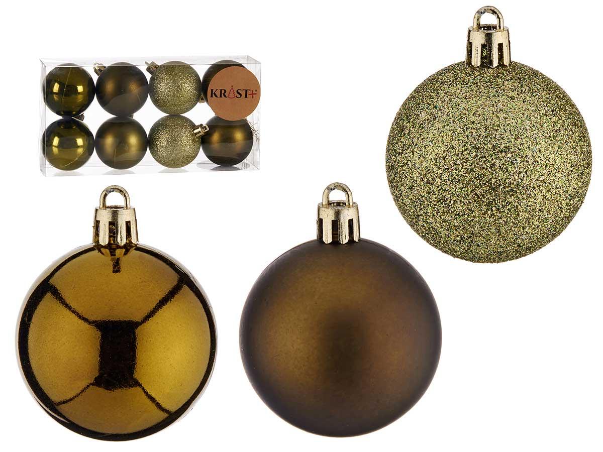 Krist+ Set de 8 Bolas de PVC, 5 cm, Verde Oliva (12 Unidades)