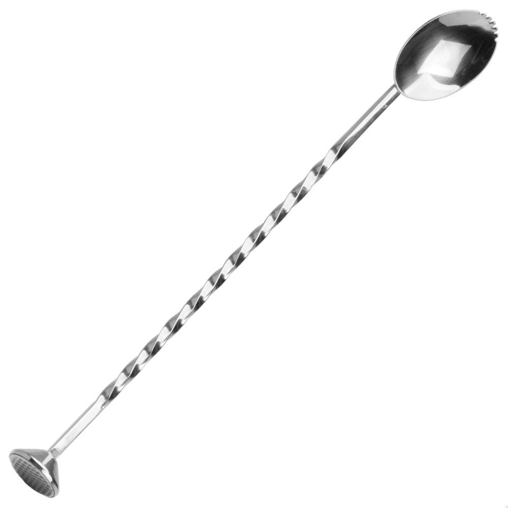 1946 Cuchara Cóctel Acero Inoxidable 18/10, para Gin Tonic (evita romper burbuja) y Coctelería, remover, punta plana, 26,5 cm