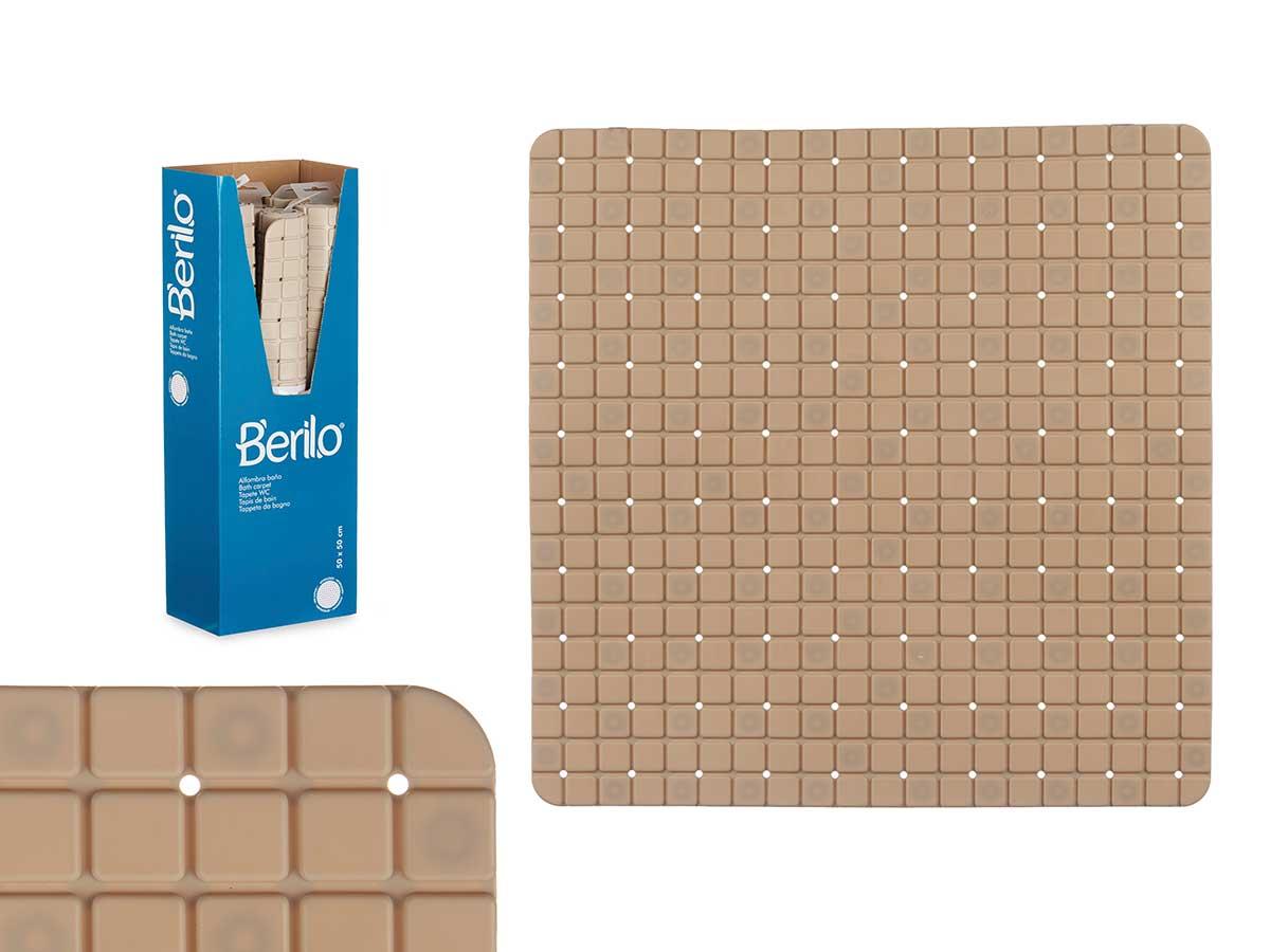 Berilo Alfombra de Baño Antideslizante Cuadros Beis 50.3x50.3 cm (6 Unidades)