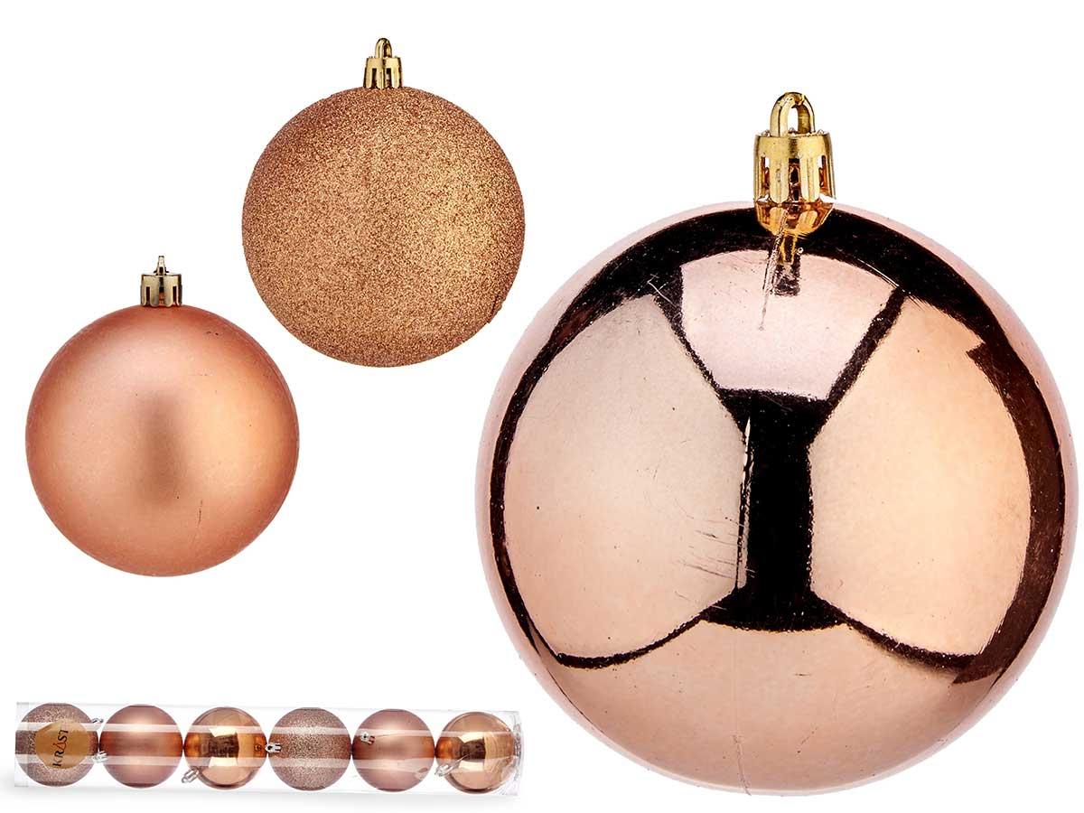 Krist+ Set de 6 Bolas de Navidad en Cobre, 8 cm, Plástico (24 Unidades)