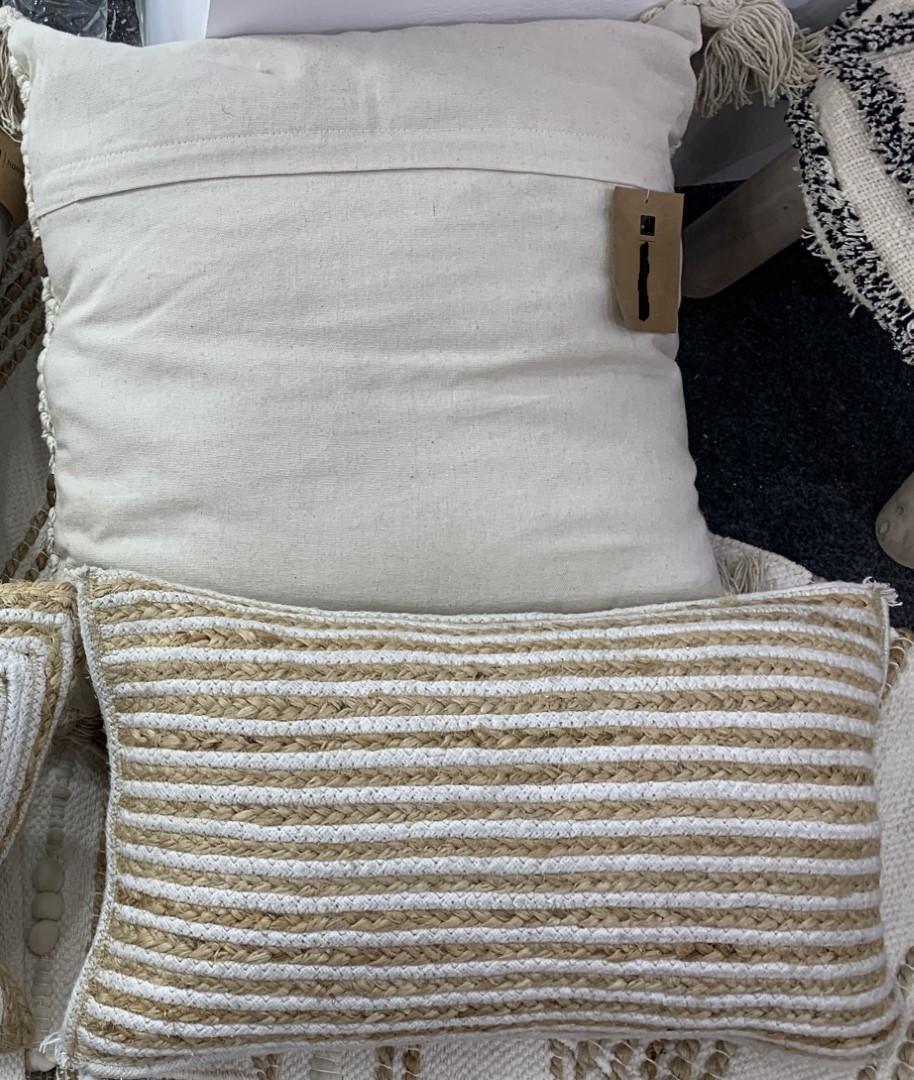 DKD Home Decor 1c24 Cojín Boho Yute Algodón 45x45 cm (Pack de 2 Unidades) Hecho a Mano con Cremallera