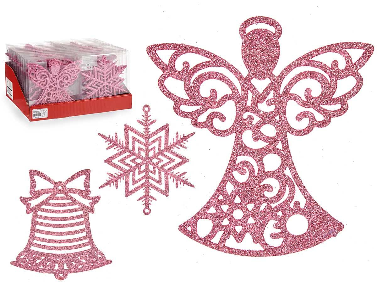 Krist+ Set de 3 Colgantes de Árbol en PVC Rosa, 15 cm (24 Unidades)