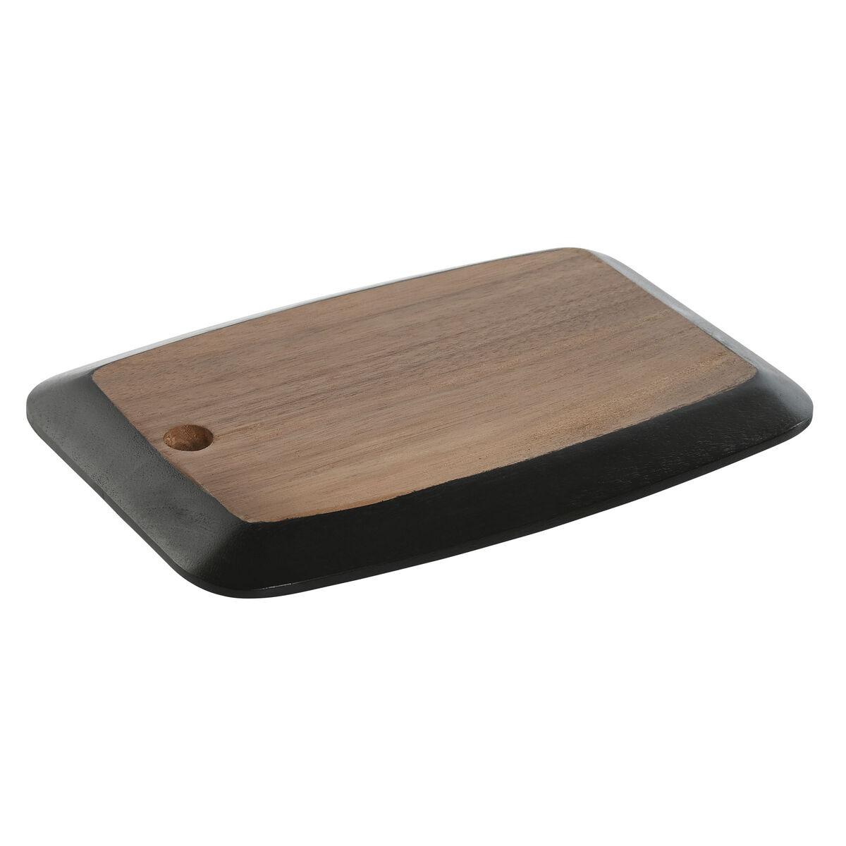 DKD Home Decor Tabla de Cortar de Cocina Moderna de Pizarra y Madera de Acacia, Colores Negro y Natural, Medidas 30 x 20 x 1.8 cm