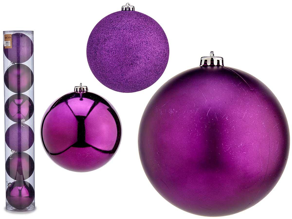 Krist+ Set de 6 Bolas de Navidad Moradas, 15 cm (4 Unidades)