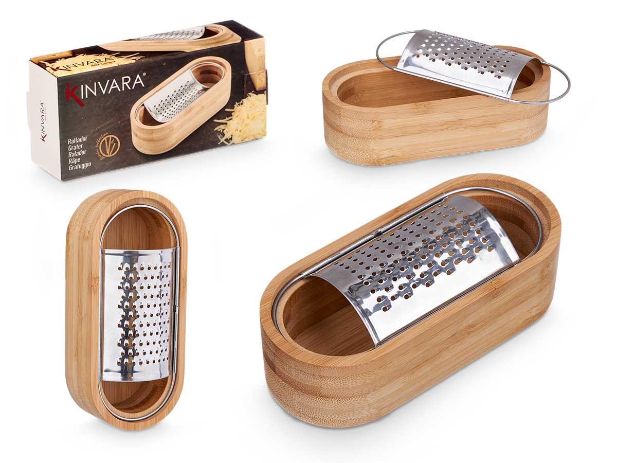 Kinvara Rallador de Bambú con Depósito 15.5x4x7 cm (12 Unidades)