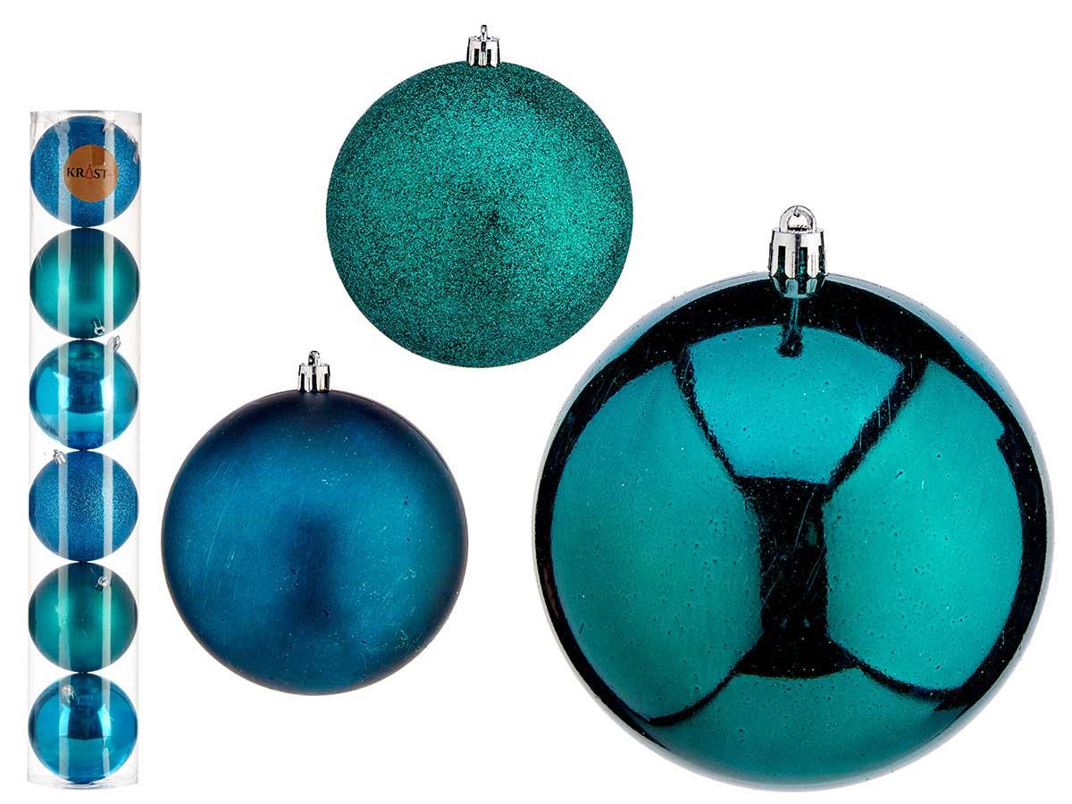 Krist+ Set de 6 Bolas de Navidad Turquesa, 10 cm (16 Unidades)