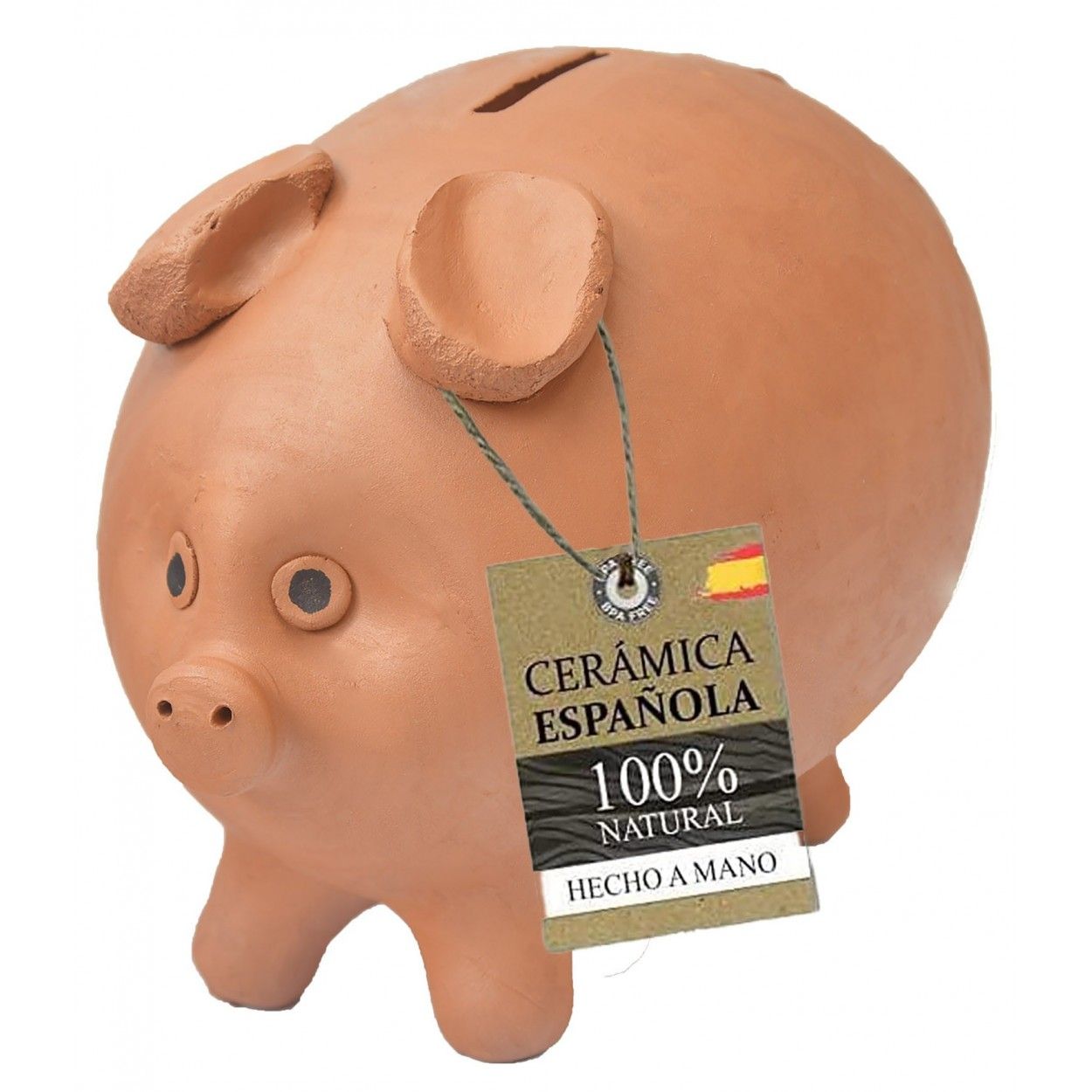 Hucha cerdito de barro cocido, la de toda la Vida,100% ARTESANAL, hecha a mano
