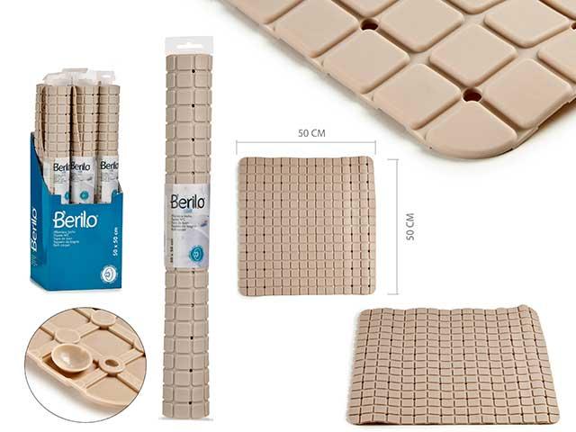 Berilo Alfombra Antideslizante Cuadros 50x50 cm Beige con Ventosas (12 Unidades)