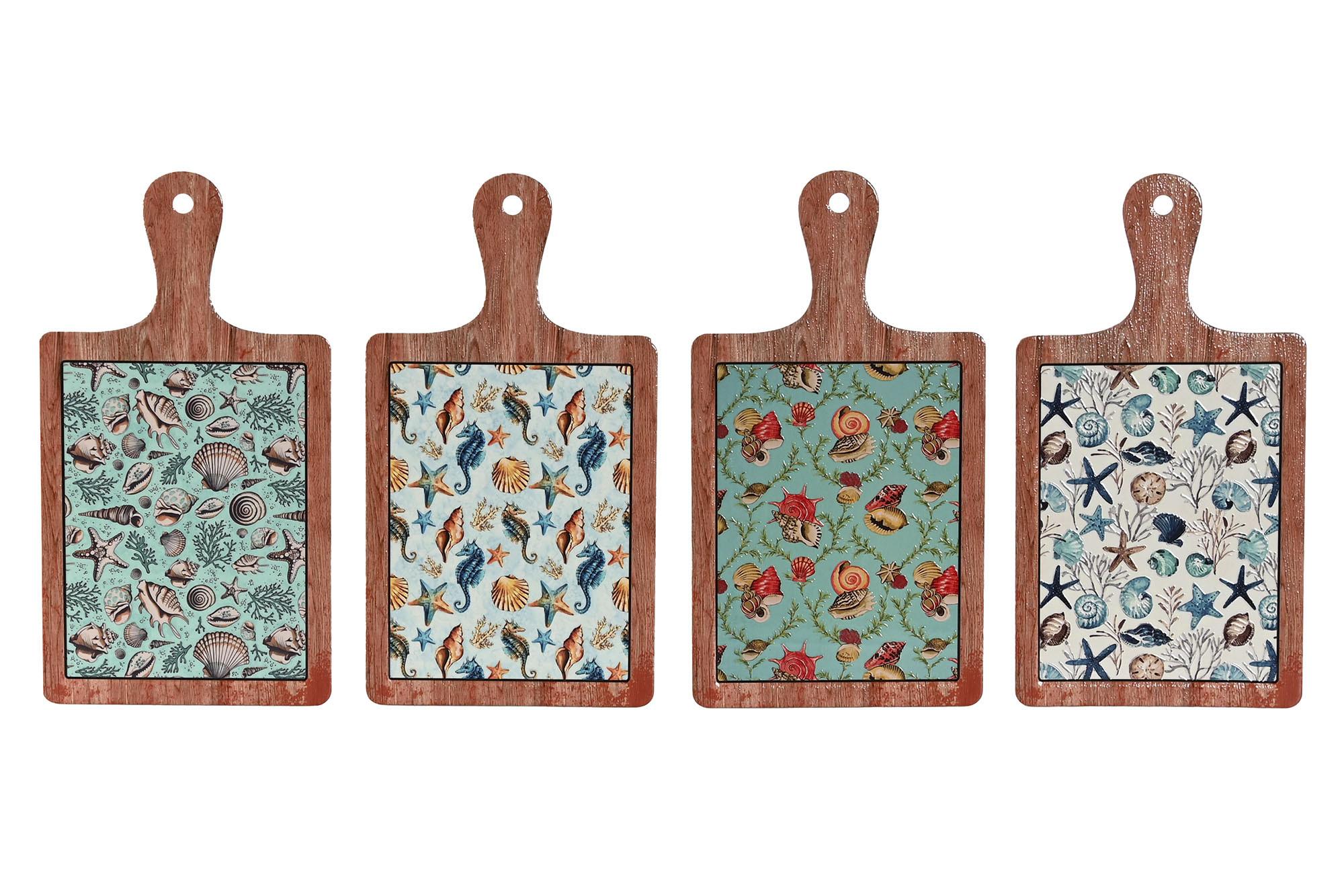 DKD Home Decor Salvamantel Mediterraneo Surtido en Colores Azul, Blanco y Multicolor de Dolomite 33x18x1 cm (12 Unidades)