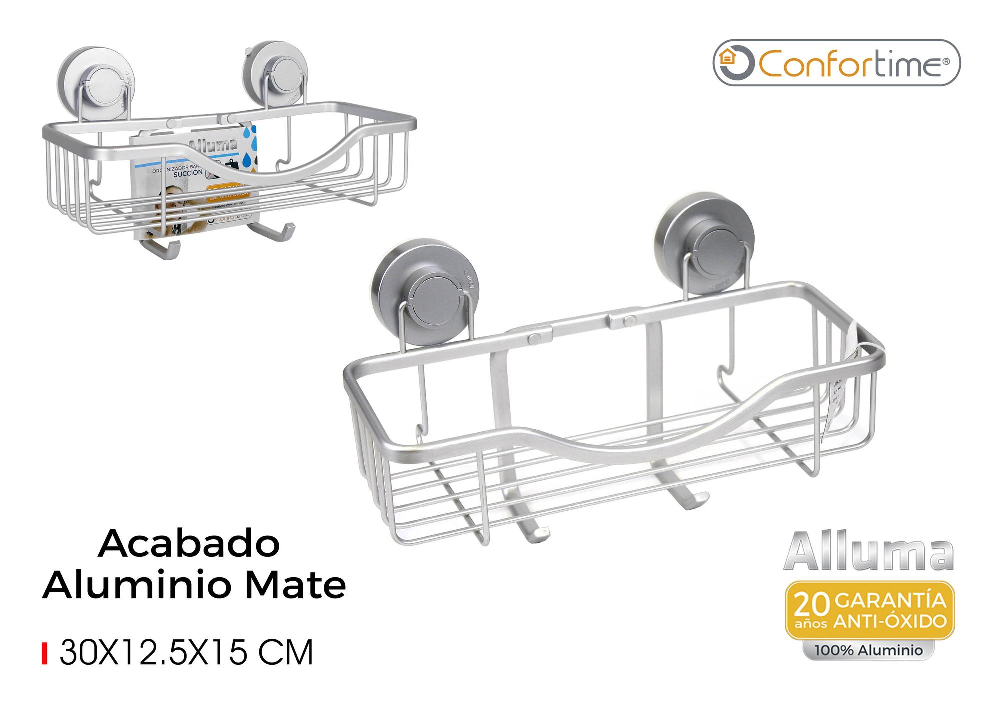 Confortime Organizador de Baño Succión Alluma 30 x 12.5 x 15 cm (6 Unidades)