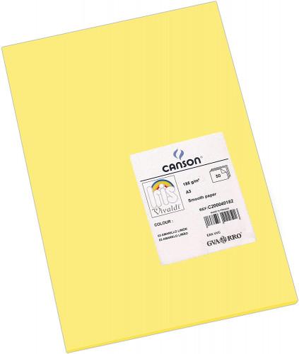 Guarro Cartulina A3 Amarillo Limón 185 gr Paquete 50 Hojas Certificado FSC Dibujo y Manualidades