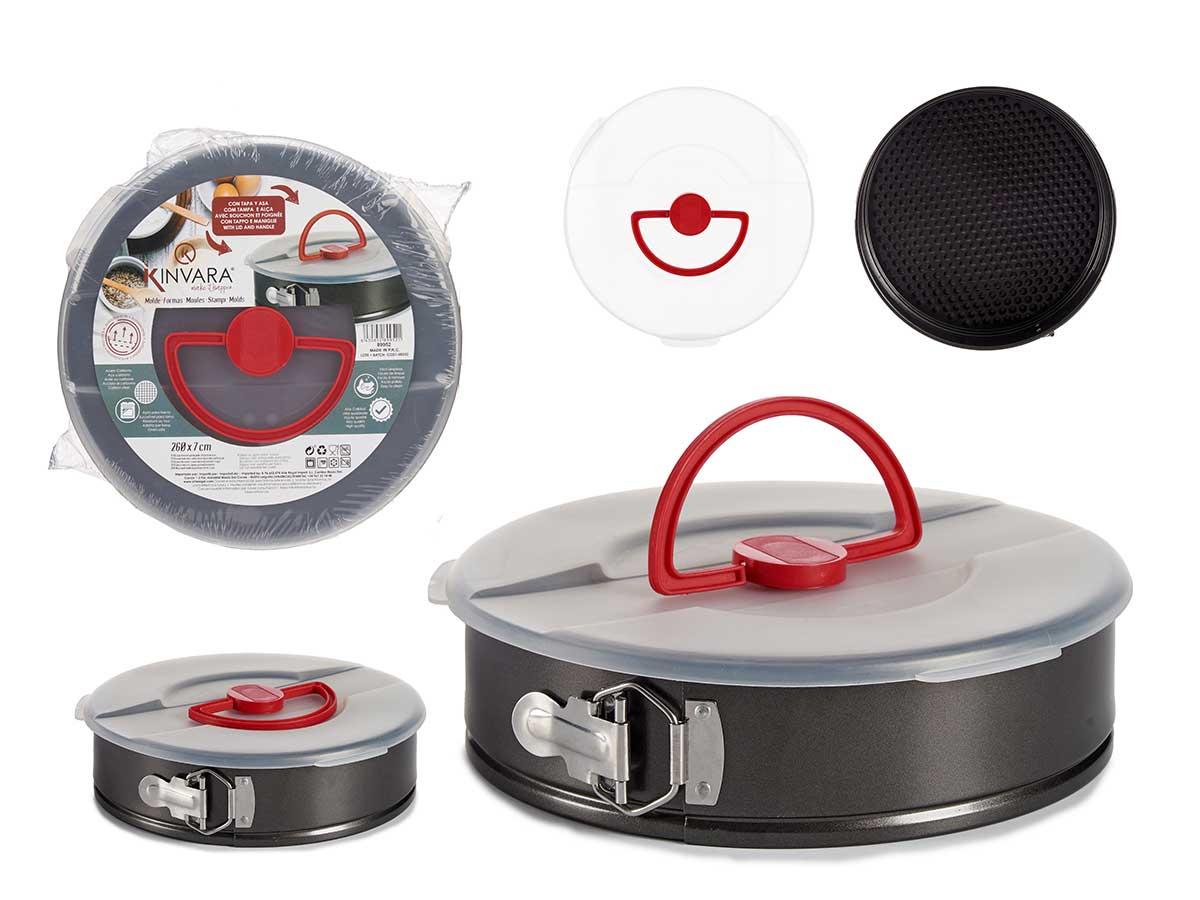 Kinvara Molde Tartera Redondo de Hierro con Tapa 27x7x27 cm, Apto para Horno y Frigorífico (12 Unidades)