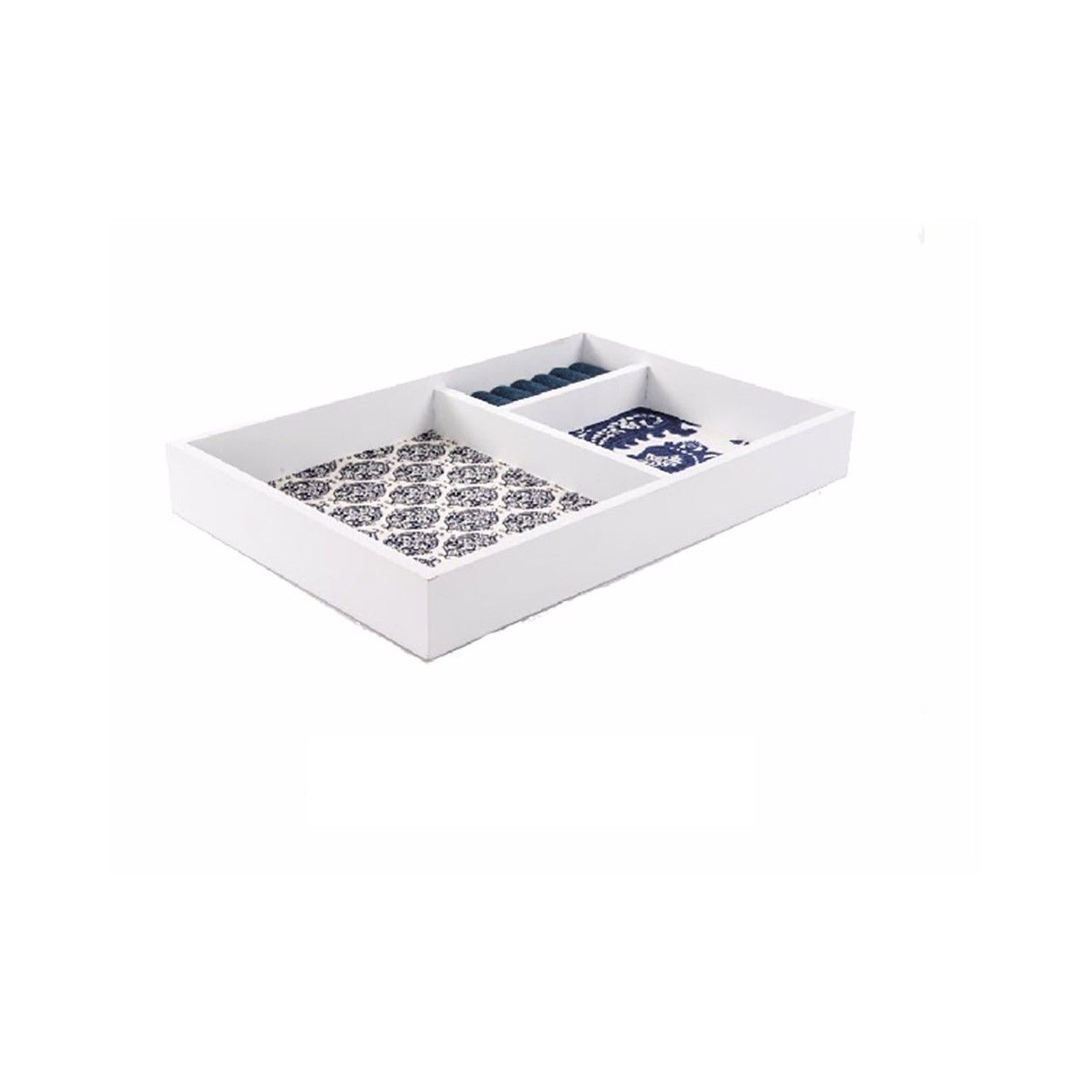 Joyero de madera y tela floral (34x23x4 cm)