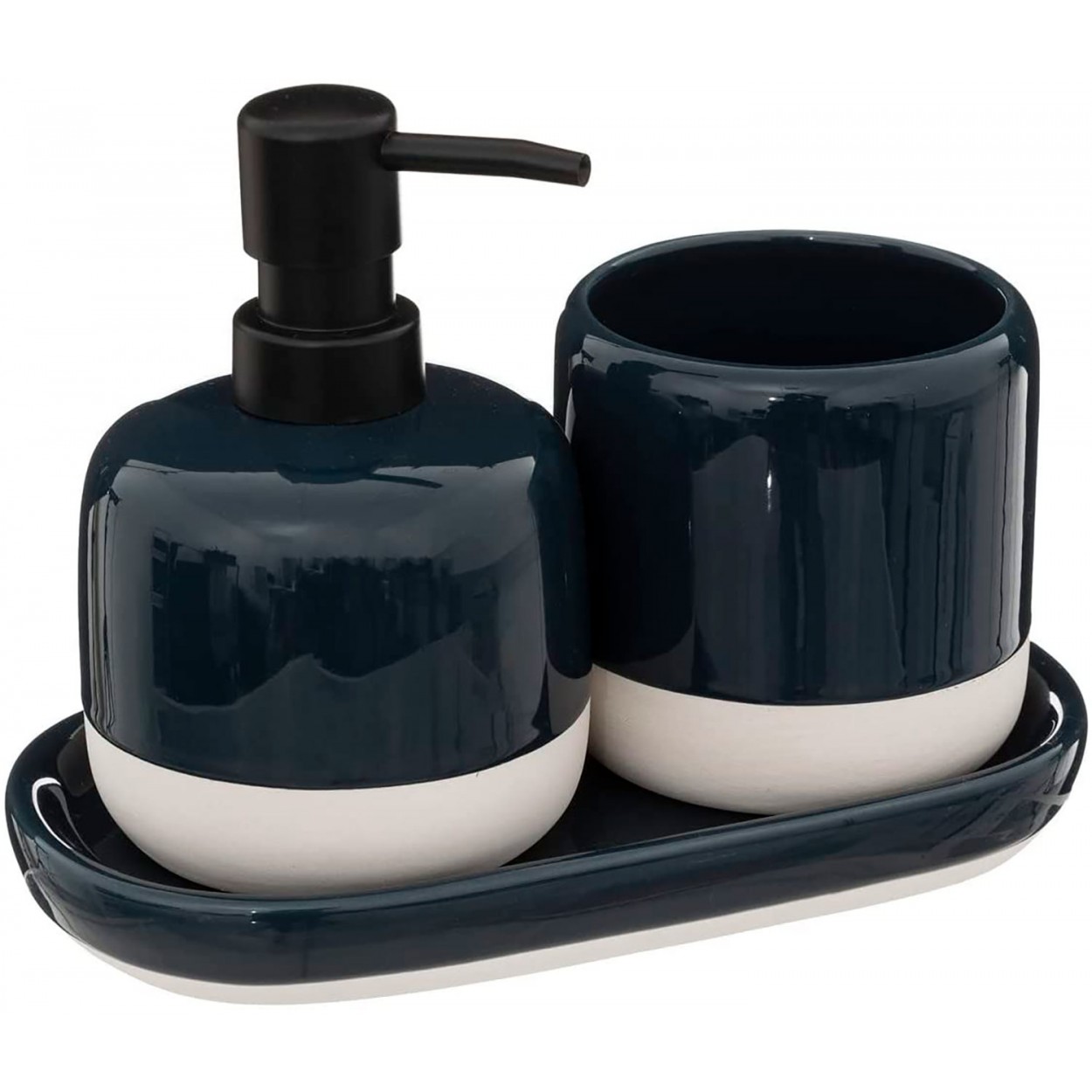 JUEGO DE BAÑO DOLOMITE BICOLOR PETRÓLEO