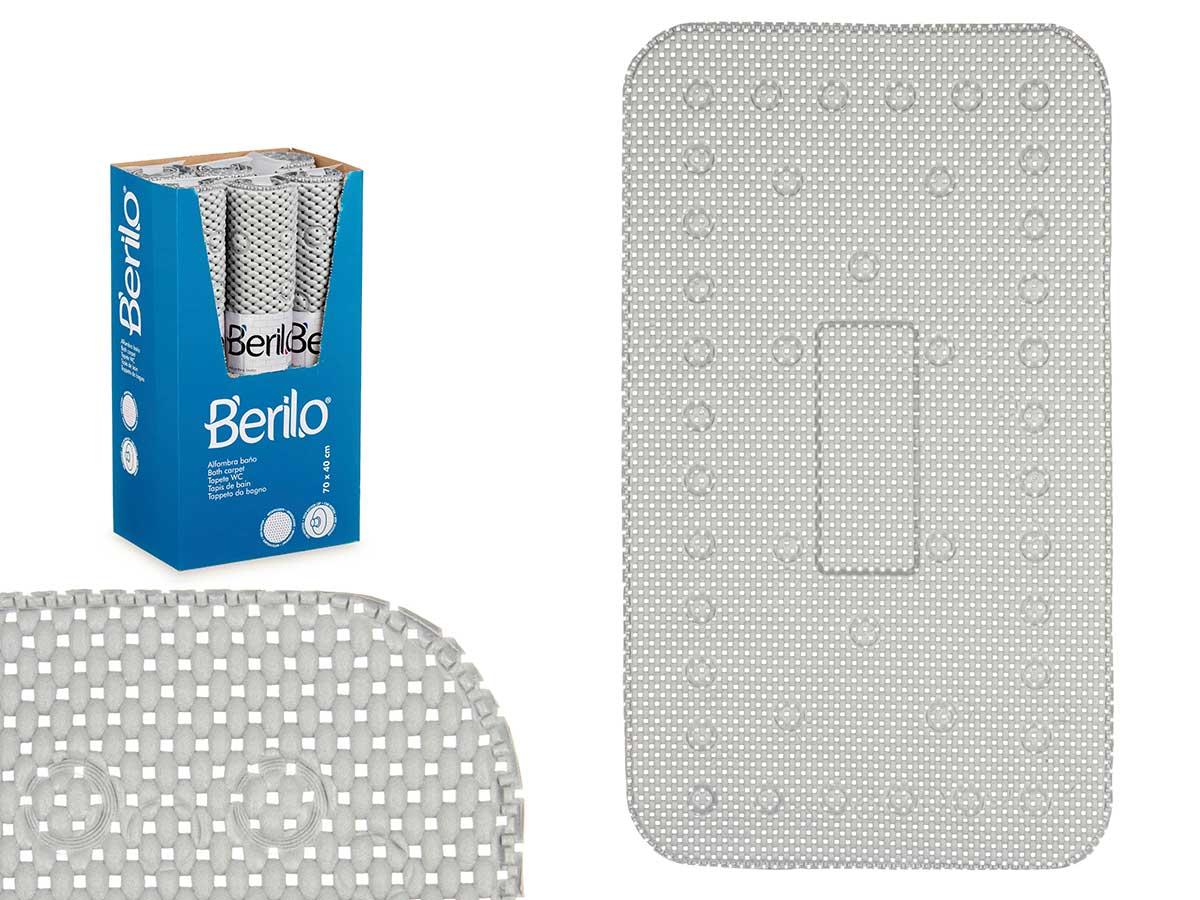 Berilo Alfombra Baño Antideslizante de Goma PVC Gris 40x40 cm - Ideal para Ducha y Bañera (6 Unidades)
