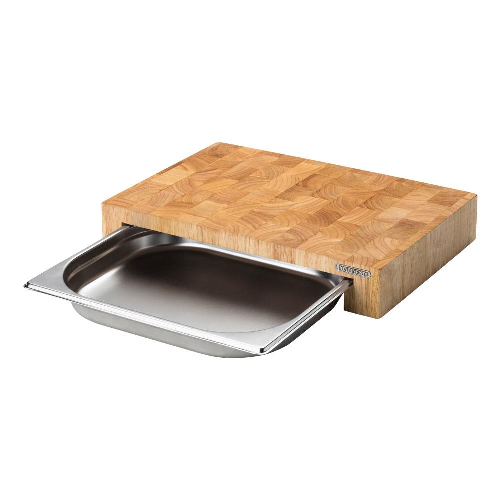 Continenta Tabla de Cortar de Cocina con Bandeja de Madera de Caucho 39x27x6 cm