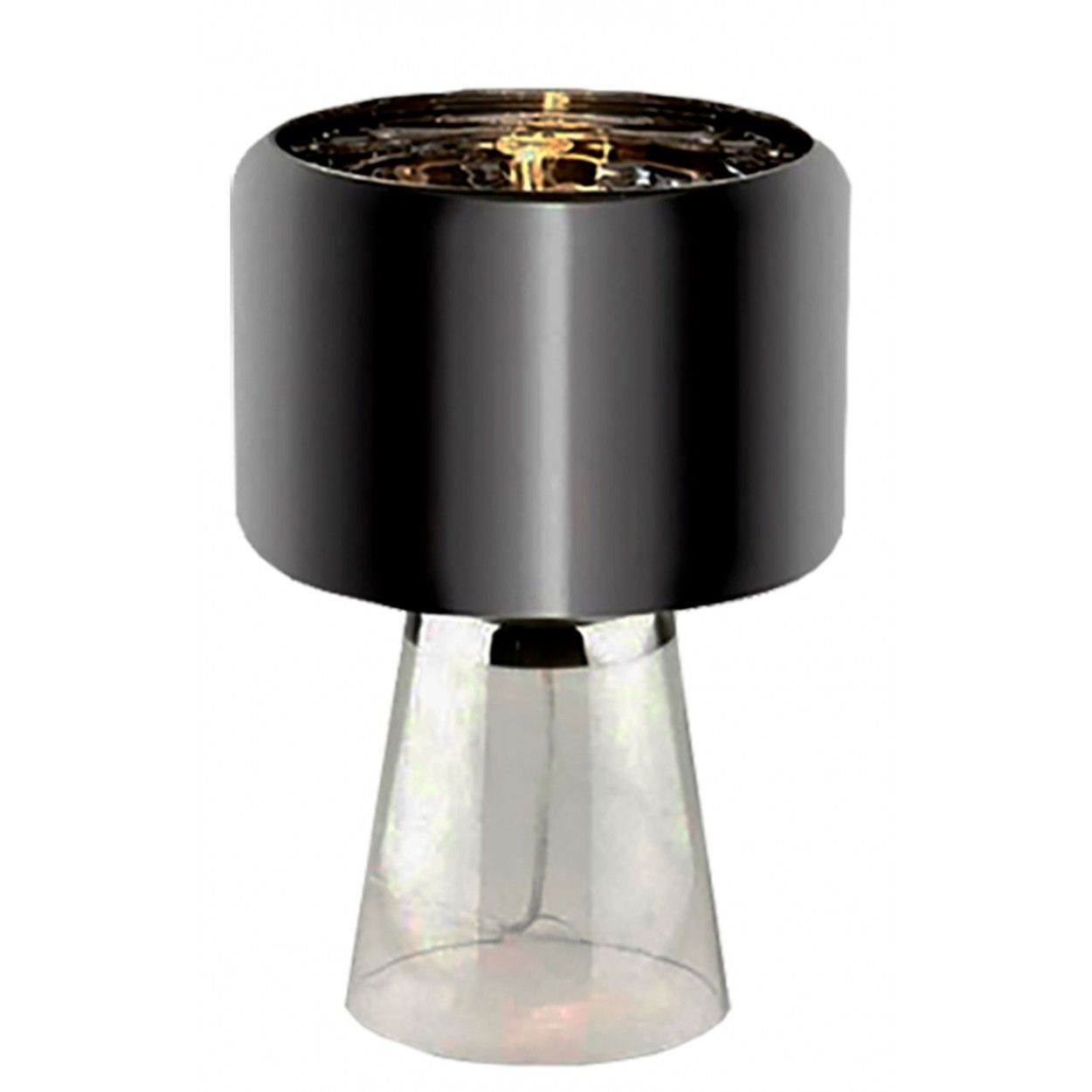 LÁMPARA SOBREMESA FORMA SETA DE CRISTAL Y CROMO 30X42X30