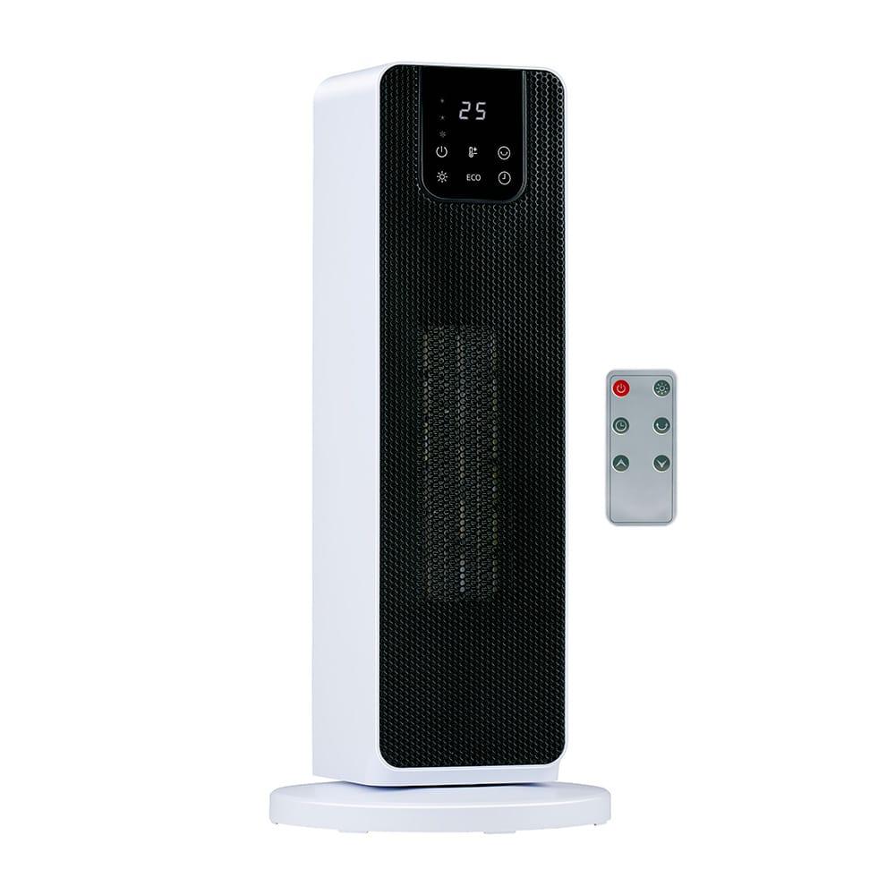 Alpina Calefactor de Torre 800/2000W, Blanco, Eco, Oscilación Automática, Temporizador, para 15-20 m²