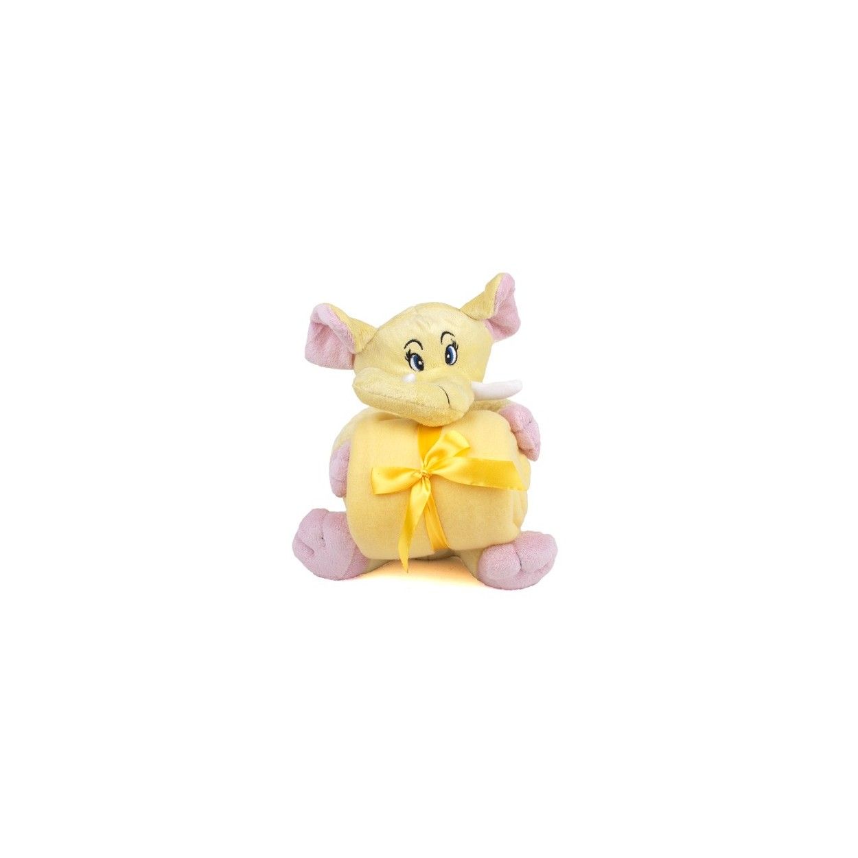 MANTA INFANTIL CON PELUCHE ELEFANTE.