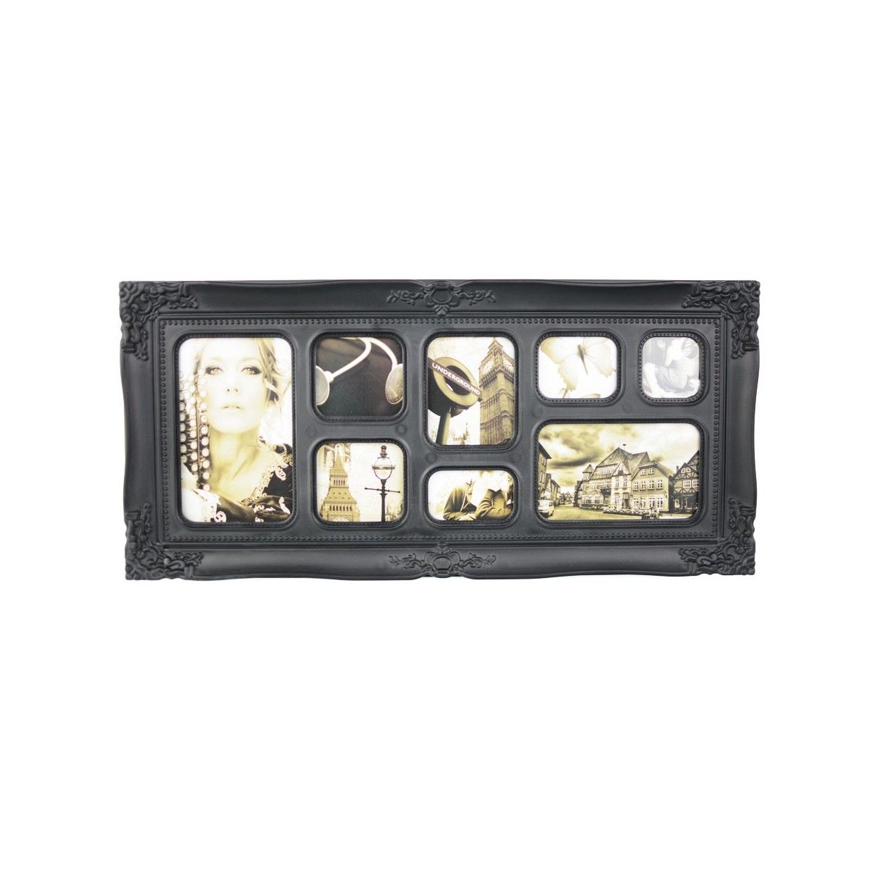 Marco multifotos blanco/negro, ocho fotos 52,5x25 cm