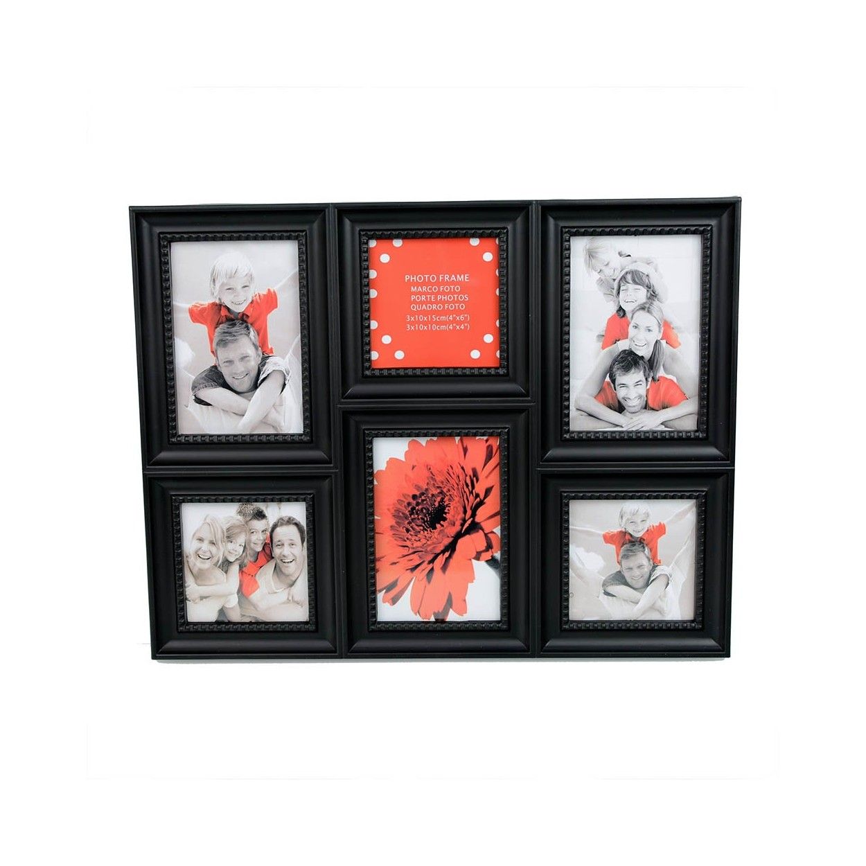 Marco multifotos para pared negro (44x34)