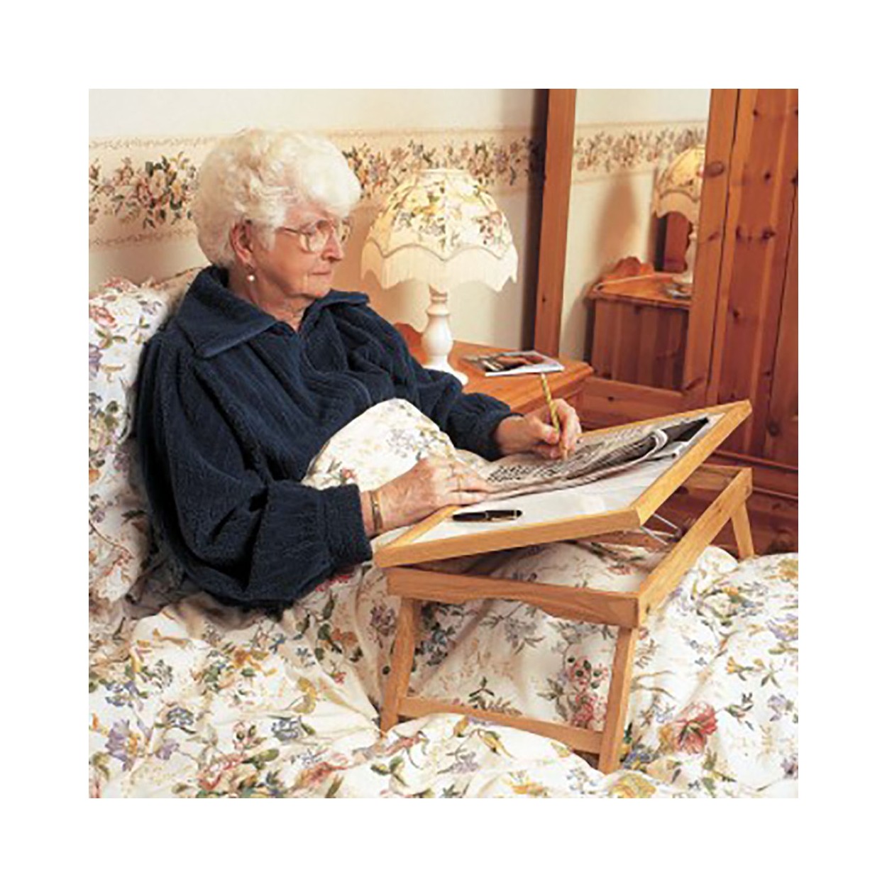 BANDEJA MESA PARA ASISTENCIA EN CAMA MADERA