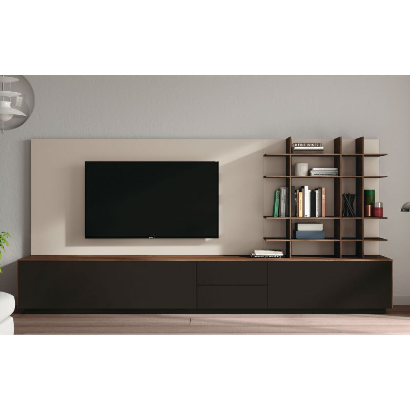 Mueble de televisión Mondrian acabados Nut, Tokio & Sand