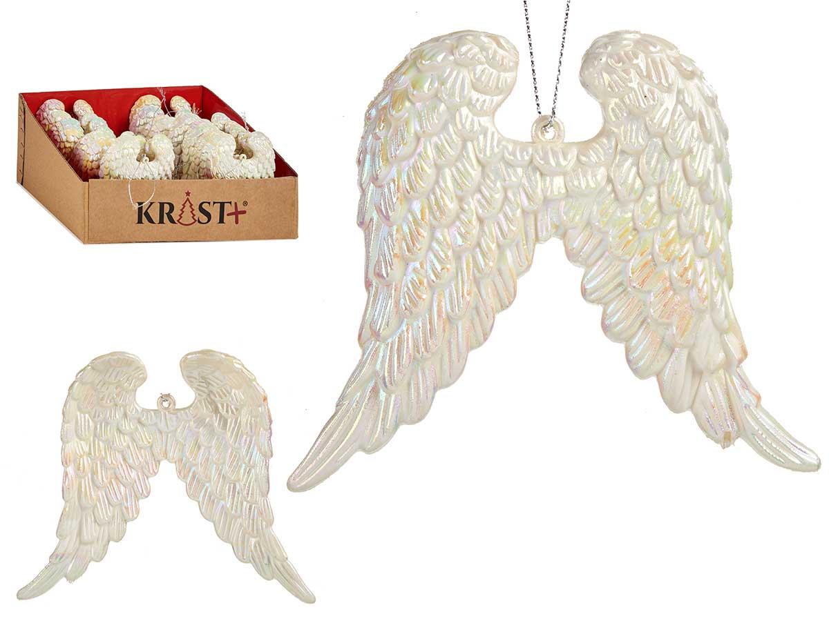 Krist+ Adorno Árbol Navidad Ala Doble Nácar, Plástico con Purpurina, 11x9.5x2 cm (48 Unidades)