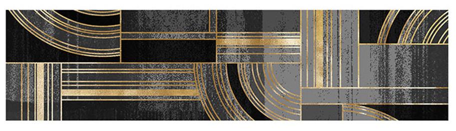 DKD Home Decor Alfombra Moderna de Poliéster Negra y Dorada 240 x 60 cm (Pack de 2 Unidades)