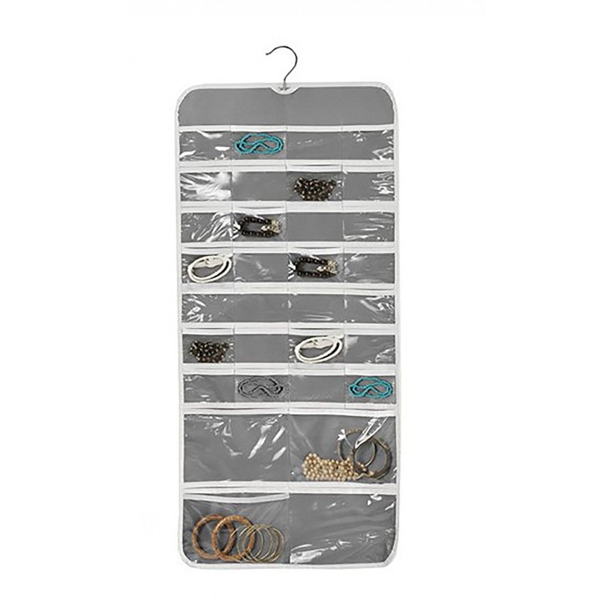 Organizador de Joyas doble con percha para Armario en color Gris 45x95 cm