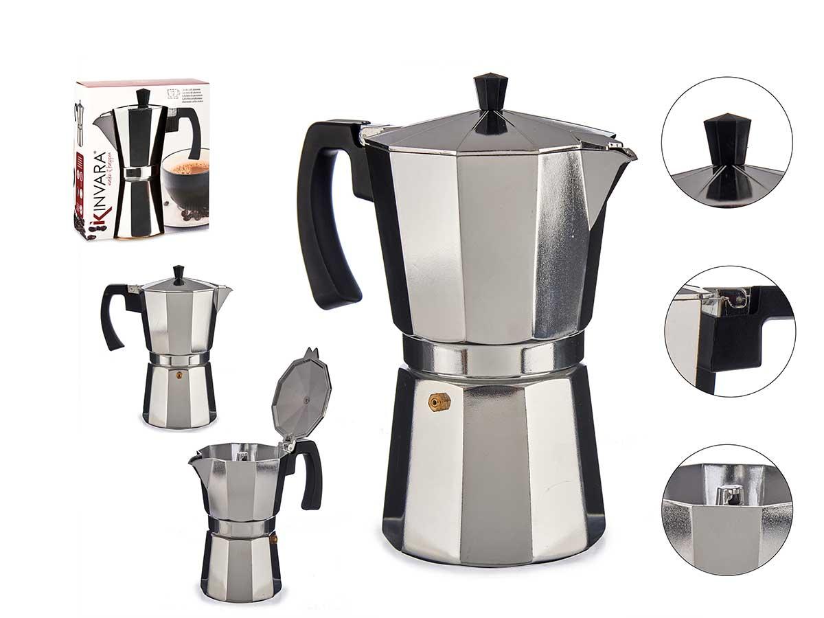 Kinvara Cafetera de Aluminio 12 Tazas (650 ml) 13x25x21 cm (12 Unidades)