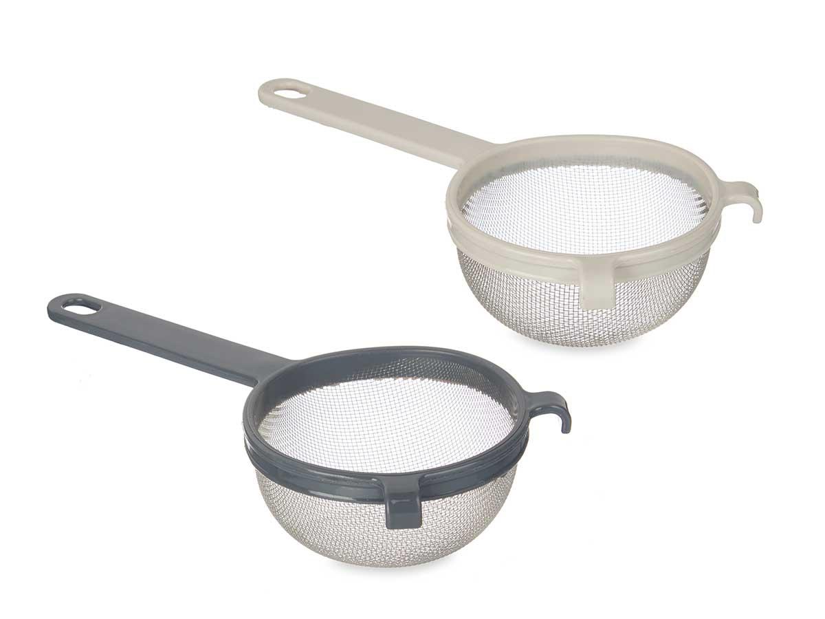 Kinvara Colador de Plástico y Metal 10 cm, Surtidos en Blanco y Gris Oscuro (12 Unidades)