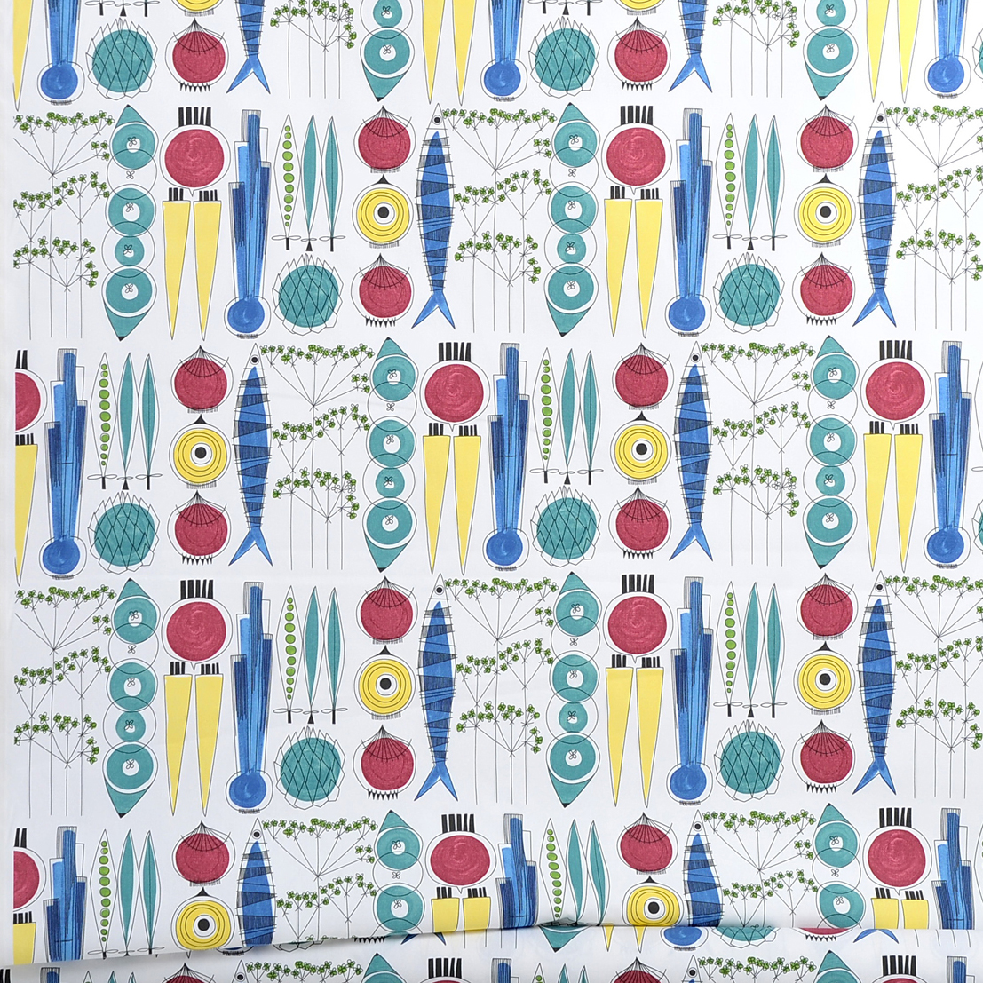 Tela Picknick blanco-multi