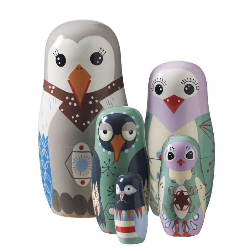 Matrioska Bird Family set de 5, multi