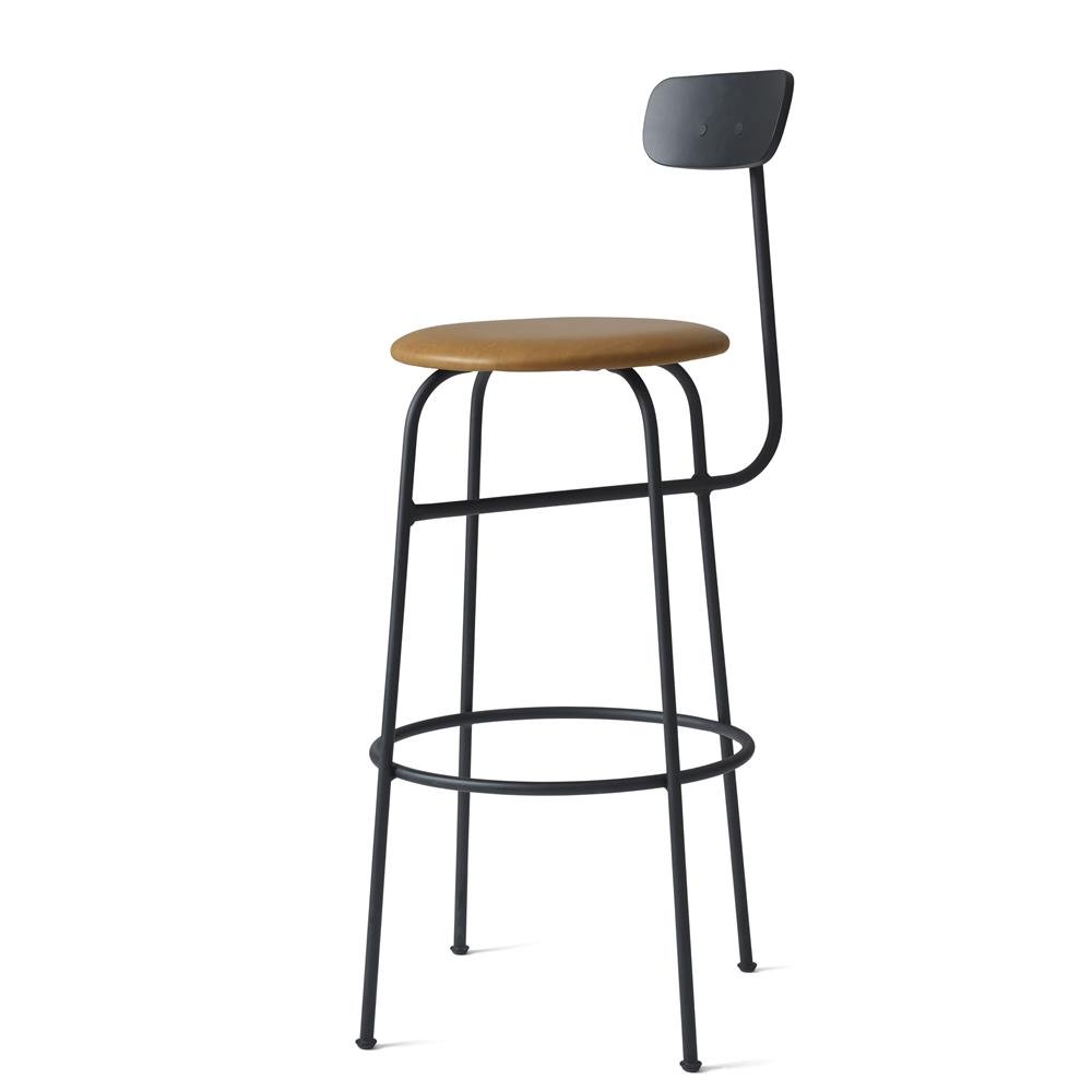 Taburete bar Afteroom asiento de cuero Negro-cognac