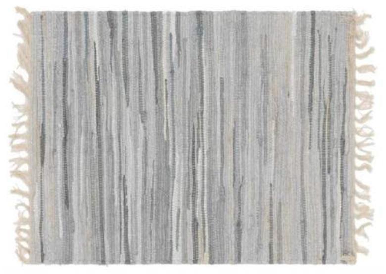 DKD Home Decor Alfombra de Poliéster Gris 180x120cm Estilo Indio con Flecos (2 Unidades)